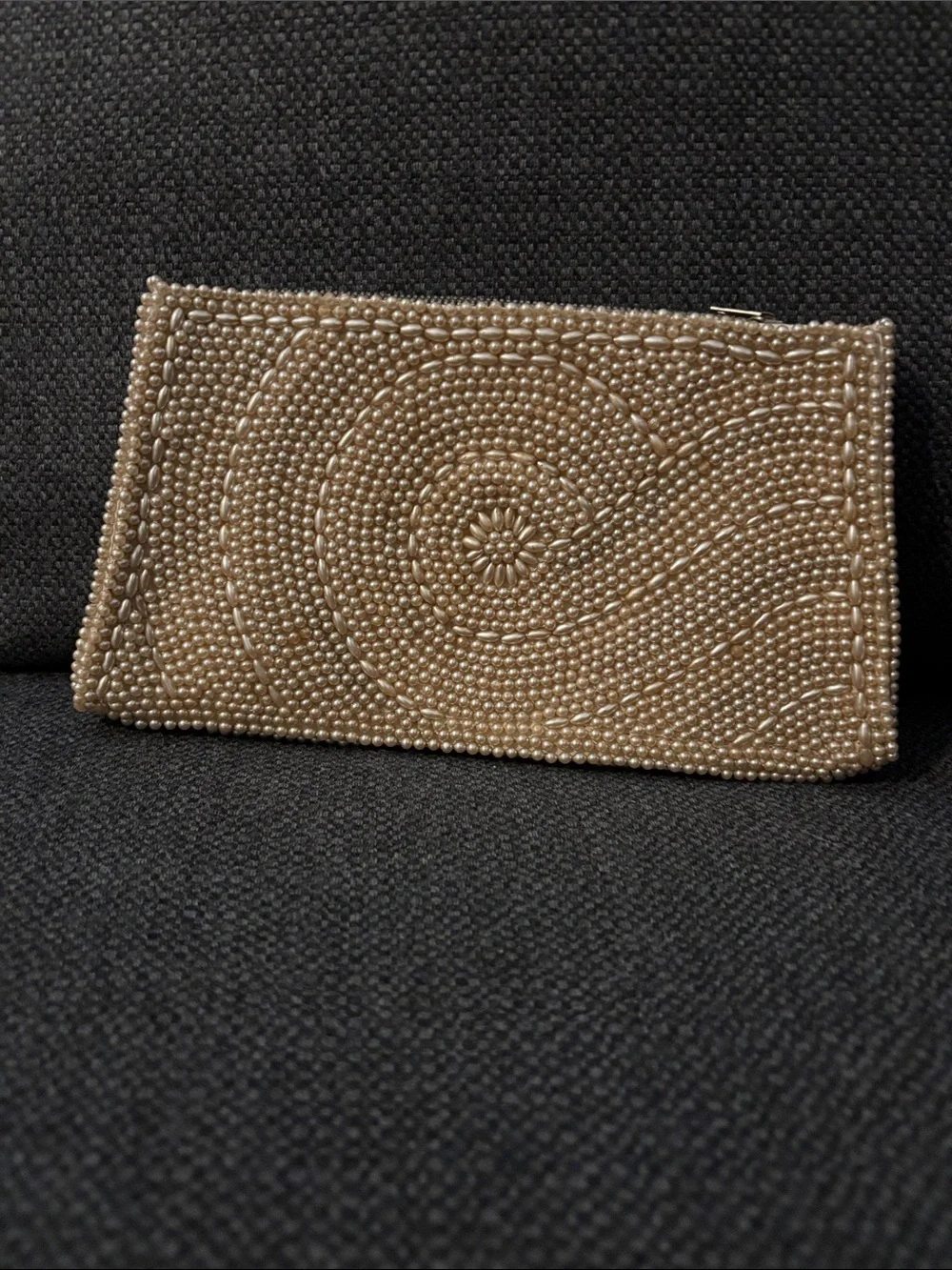 Vintage ivory beaded clutch